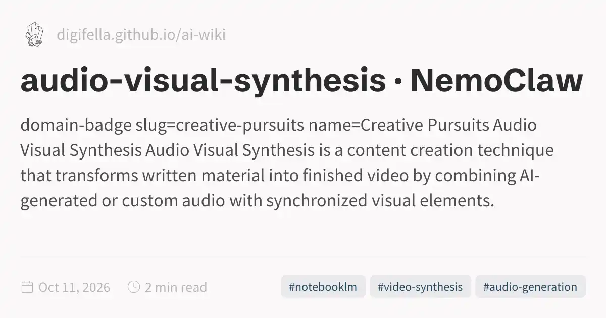 audio-visual-synthesis · NemoClaw