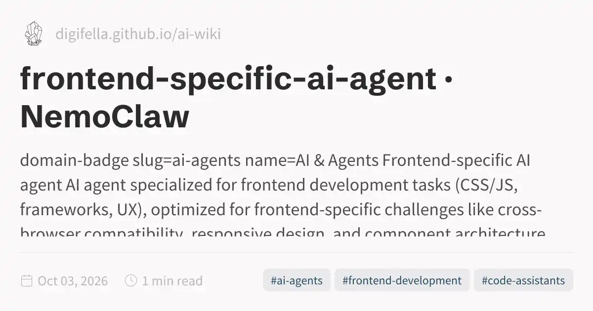 Specific Agent Examples frontend-specific-ai-agent · NemoClaw