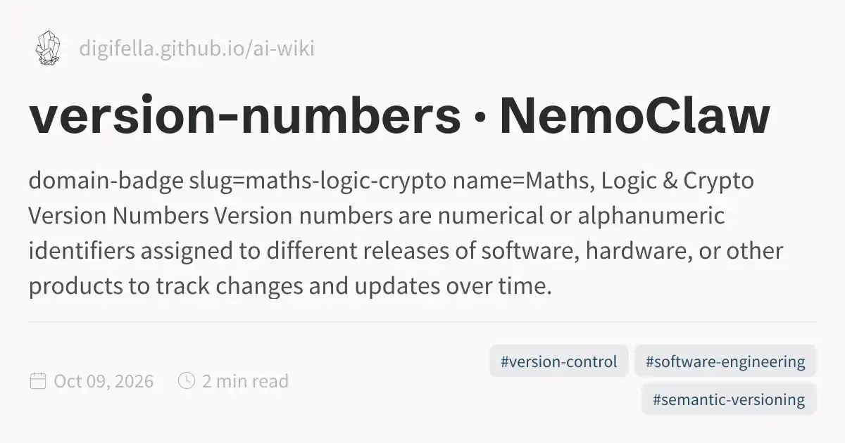 Version Number Syntax version-numbers · NemoClaw